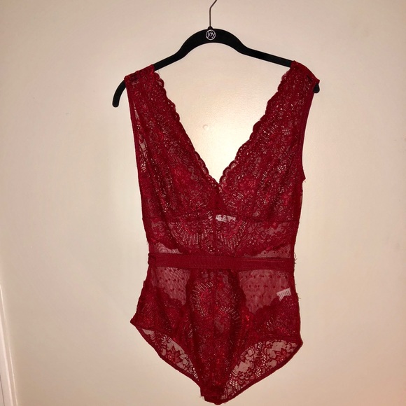 allyson Other - Dark Red Lace Bodysuit